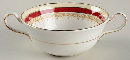 Wendover Maroon Flat Cream Soup Bowl