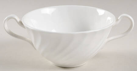 White Swirl Footed Cream Soup Bowl