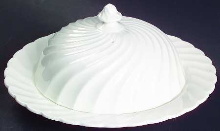 White Swirl Round Covered Butter