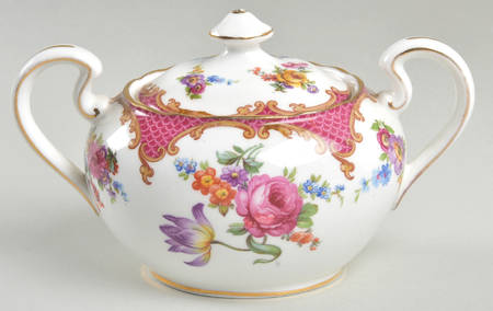 Wilton Pink Red (Scalloped) Sugar Bowl & Lid