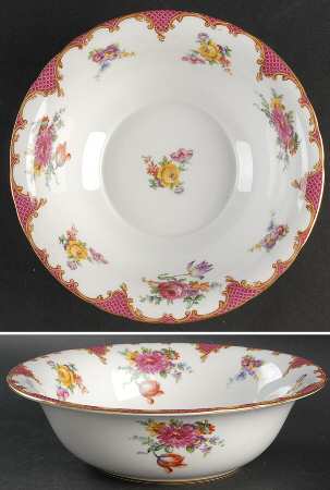 Wilton Pink Red (Scalloped) 8" Round Vegetable Bowl