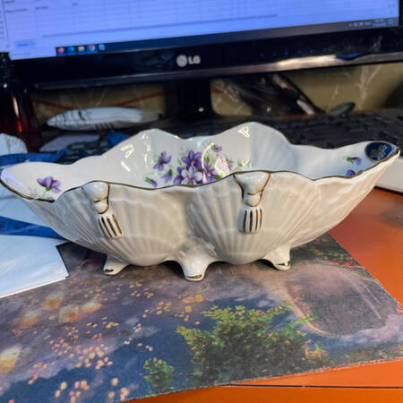 Wild Violets Oval Shell Shaped Dish