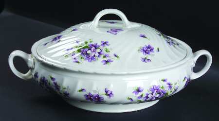 Wild Violets Round Covered Vegetable
