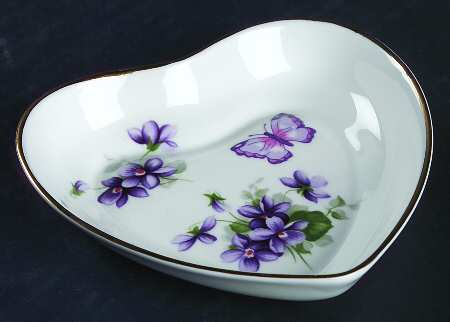 Wild Violets Heart Shaped Dish