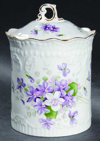Wild Violets Biscuit Barrel & Lid