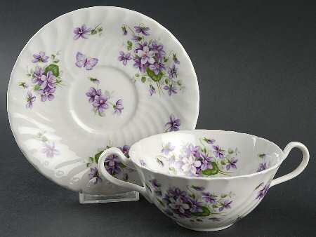 Wild Violets Flat Cream Soup Bowl & Saucer Set