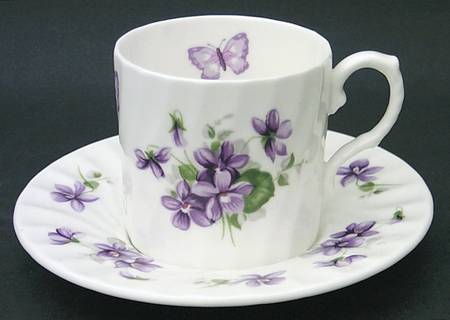 Wild Violets Flat Demitasse Cup & Saucer Set