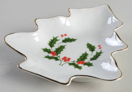 Christmas Holly (Porcelain) Small Tree Shaped Dish
