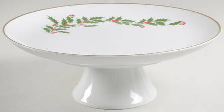 Christmas Holly (Porcelain) 10" Diameter Pedestal Cake Stand