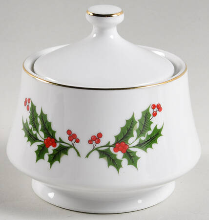 Christmas Holly (Porcelain) Sugar Bowl & Lid