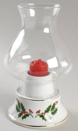 Christmas Holly (Porcelain) Hurricane Lamp & Globe