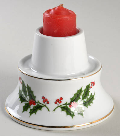 Christmas Holly (Porcelain) Hurricane Lamp No Globe
