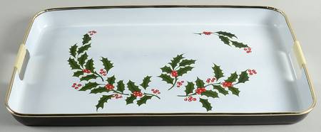 Christmas Holly (Porcelain) Metal Serving Tray