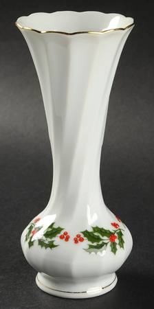 Christmas Holly (Porcelain) 6" Bud Vase