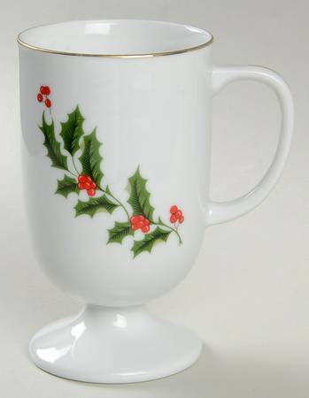 Christmas Holly (Porcelain) Footed Mug