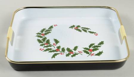Christmas Holly (Porcelain) Metal Serving Tray
