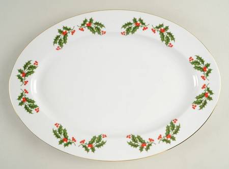 Christmas Holly (Porcelain) 14" Oval Serving Platter