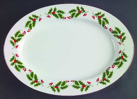 Christmas Holly (Porcelain) 12" Oval Serving Platter