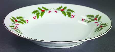Christmas Holly (Porcelain) Rim Soup Bowl by All the Trimmings