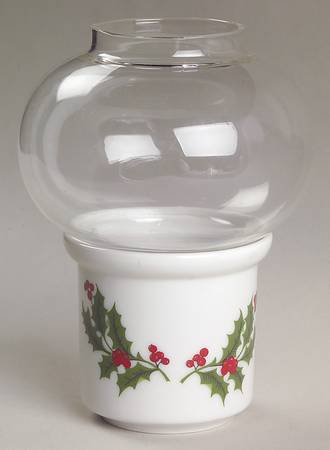 Christmas Holly (Porcelain) Mini Lite Votive with Glass Globe