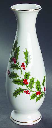 Christmas Holly (Porcelain) 6" Bud Vase