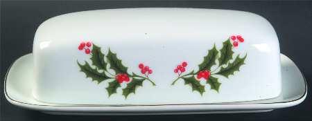 Christmas Holly (Porcelain) 1/4 Lb Covered Butter