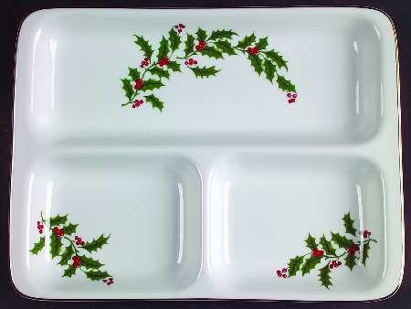 Christmas Holly (Porcelain) 3-Part Relish