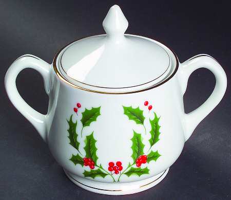 Christmas Holly (Porcelain) Mini Sugar Bowl & Lid