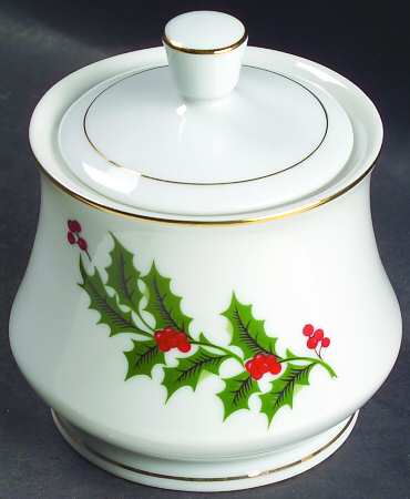 Christmas Holly (Porcelain) Sugar Bowl & Lid