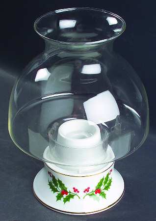 Christmas Holly (Porcelain) Hurricane Lamp & Globe