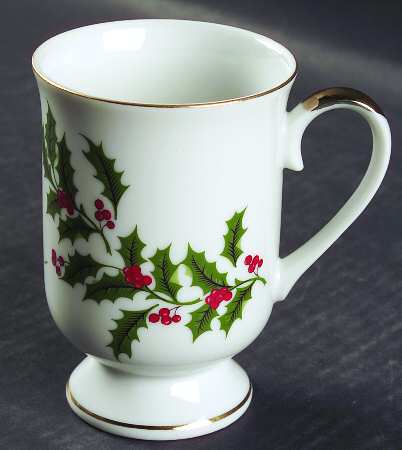 Christmas Holly (Porcelain) Footed Mug