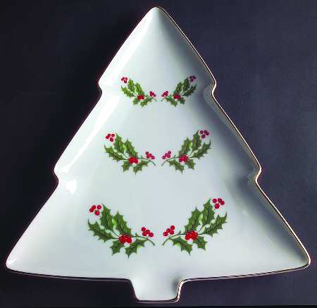 Christmas Holly (Porcelain) Large Tree Shaped Dish