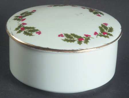 Christmas Holly (Porcelain) Round Box & Lid