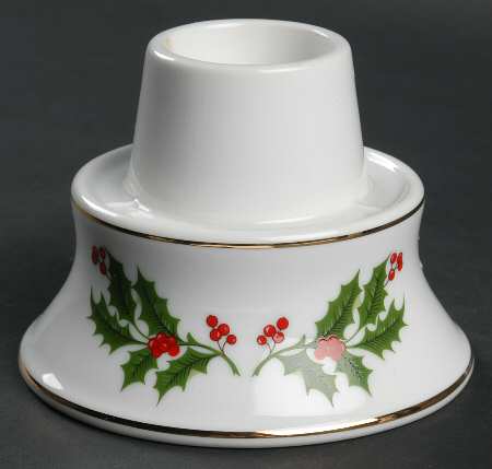 Christmas Holly (Porcelain) Hurricane Lamp No Globe