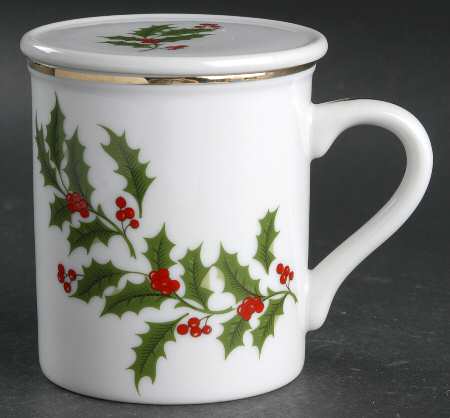 Christmas Holly (Porcelain) Mug & Lid