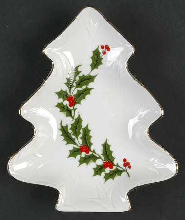Christmas Holly (Porcelain) 1 Part Small Tree Shaped Dish