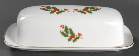 Christmas Holly (Porcelain) 1/4 Lb Covered Butter by All the Trimmings