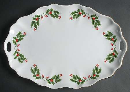 Christmas Holly (Porcelain) 13" Handled Tray