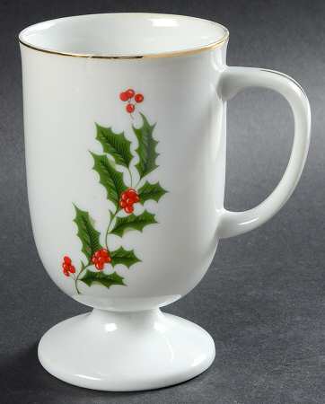 Christmas Holly (Porcelain) Footed Mug