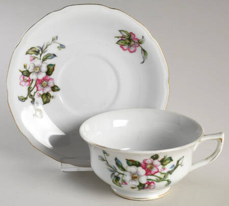 Apple Blossom Footed Cup & Saucer Set
