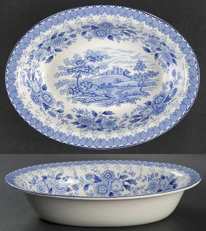 Woodland Blue 9" Oval Vegetable Bowl