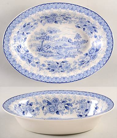 Woodland Blue 9" Oval Vegetable Bowl