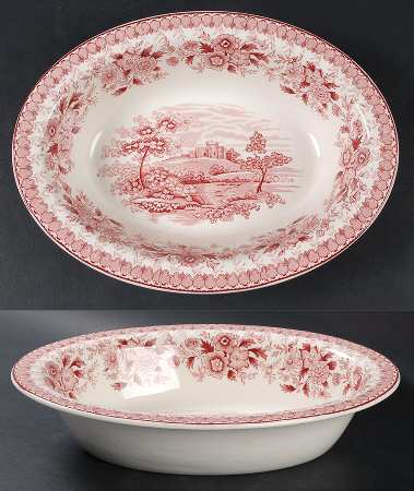 Woodland Pink 11" Oval Vegetable Bowl