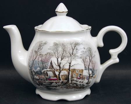 Currier & Ives (Scalloped) Teapot & Lid