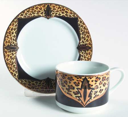 Cheetah  Flat Cup & Saucer Set