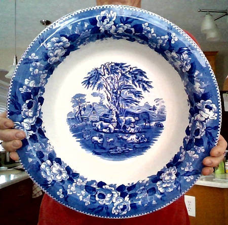 Cattle Scenery Blue (No Trim, Smooth) Bowl for Large Pitcher & Bowl Set
