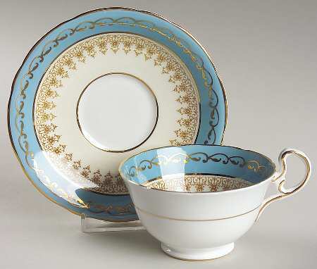 7611 Aqua Blue Footed Cup & Saucer Set