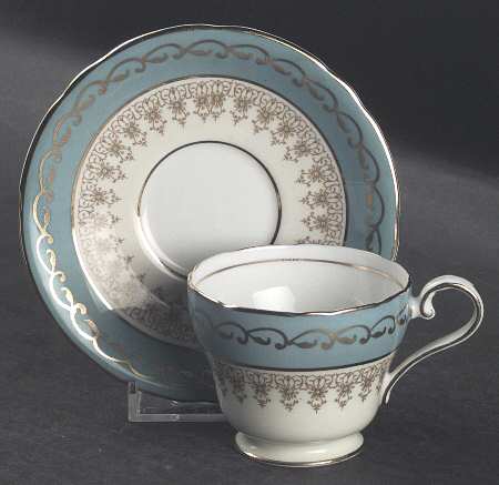 7611 Aqua Blue Footed Demitasse Cup & Saucer Set