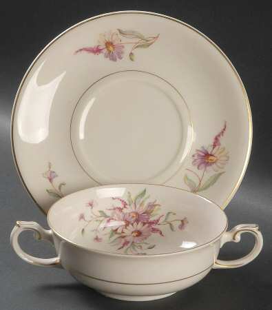 ARA42 Footed Cream Soup Bowl & Saucer Set