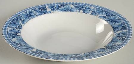 Denim Floral Large Rim Soup Bowl